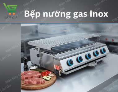 Bếp nướng gas inox 006 Lâm Gia 6 họng dài