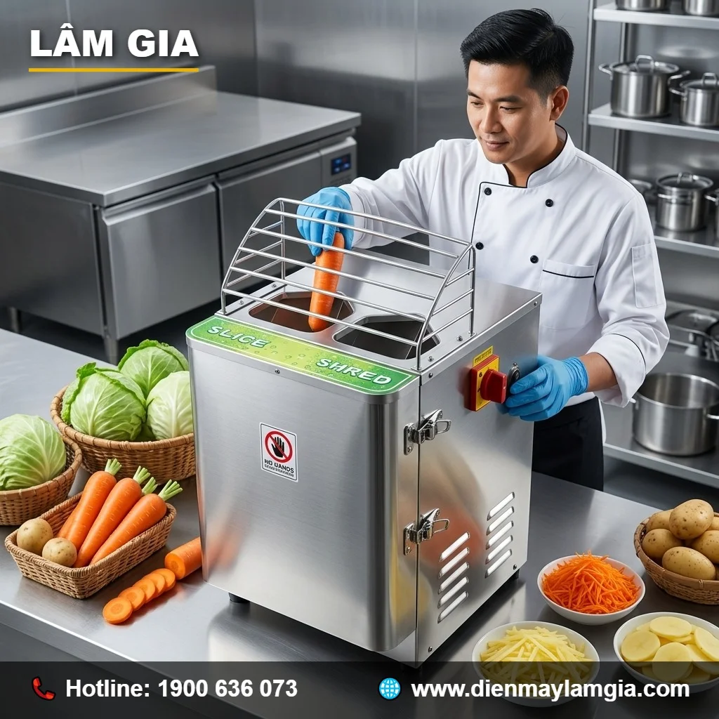 Máy Thái Lát Sợi Rau Củ Lâm Gia 750W Inox | Điện Máy Lâm Gia